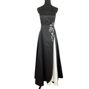 Vintage Scott McClintock 1980s Black Satin Ballgown Black Tie Evening Gown Sz 16